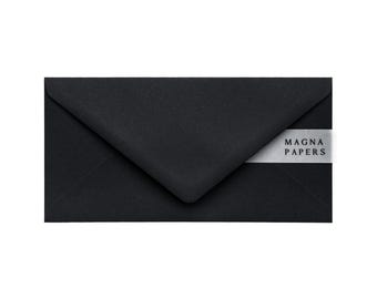 Jet Black DL Envelopes: 135gsm Textured Paper (110x220mm)