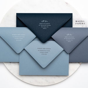 Sobres azules polvorientos premium / C5 / A5, 5x7/ A9, C6/A6, C7/ US A7, DL, Invitación de boda cuadrada / de lujo, Invitaciones de compromiso, Guardar la fecha imagen 3