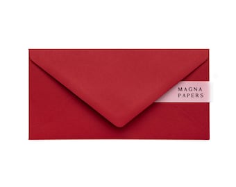 Cherry Red DL Envelopes 135gsm | Luxury Textured Red Envelopes for Letters, Invitations & Money Gifts