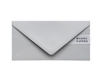 Mid Grey DL Envelopes: 135gsm Textured Invitation Envelopes (110x220mm)