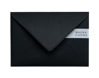 Tiefschwarze C5 Briefumschläge 135g/qm | Hochwertige strukturierte Umschläge für Hochzeitseinladungen, Grußkarten & Briefpapier (Benutzerdefinierte Größe 155 x 220 mm)