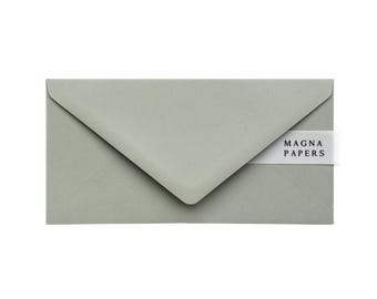 Sage Green DL Envelopes: Textured 130gsm, Diamond Flap (110x220mm)