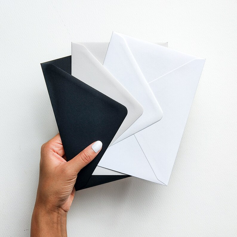 Jet Black Envelopes 5x7 133x184mm US A7 Wedding Invitation Etsy