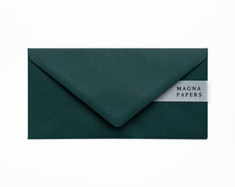 Hunter Green DL Envelopes: Strukturierte Hochzeitseinladungsumschläge (110 x 220 mm)