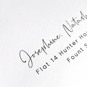 May include: A handwritten name, "Josephine. Natasha", with the address "Flat 14 Hunter House" and "Founts" written below.