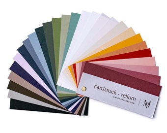 Premium Coloured Card Swatch Book | Sample Cards | Matching Envelopes |  Luxury Stationary | Cardstock and Translucent Vellum