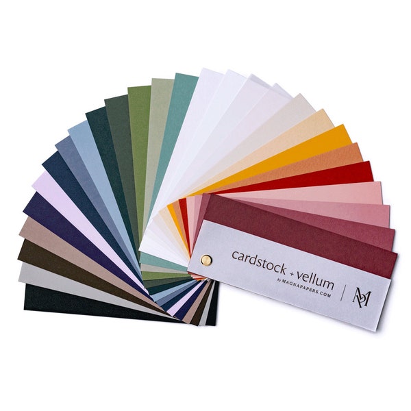 Premium Coloured Card Swatch Book | Sample Cards | Matching Envelopes |  Luxury Stationary | Cardstock and Translucent Vellum