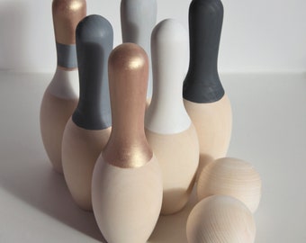 kids wooden skittles