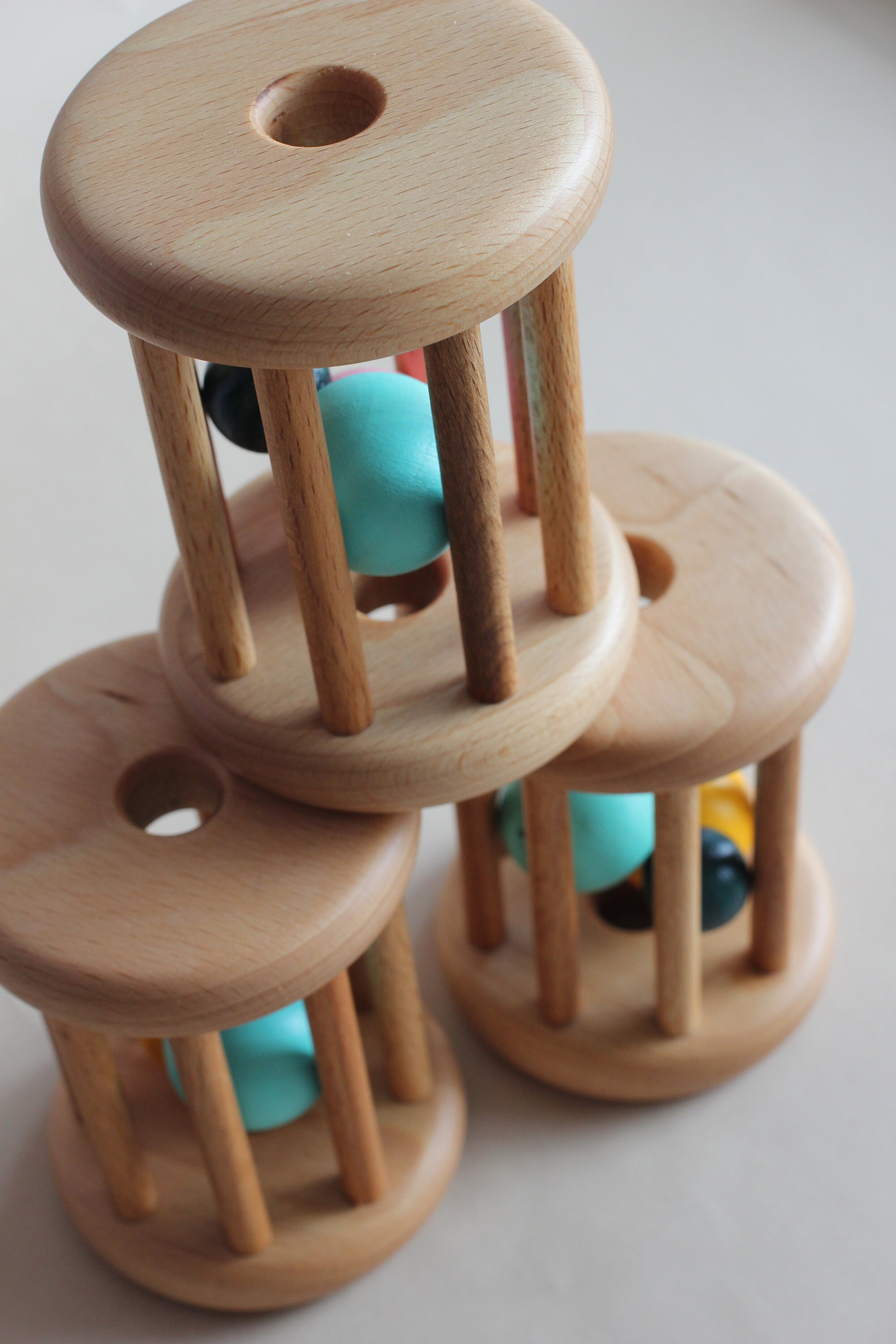 Montessori Ball Cylinder Rolling ball toy Wooden baby rattle Etsy