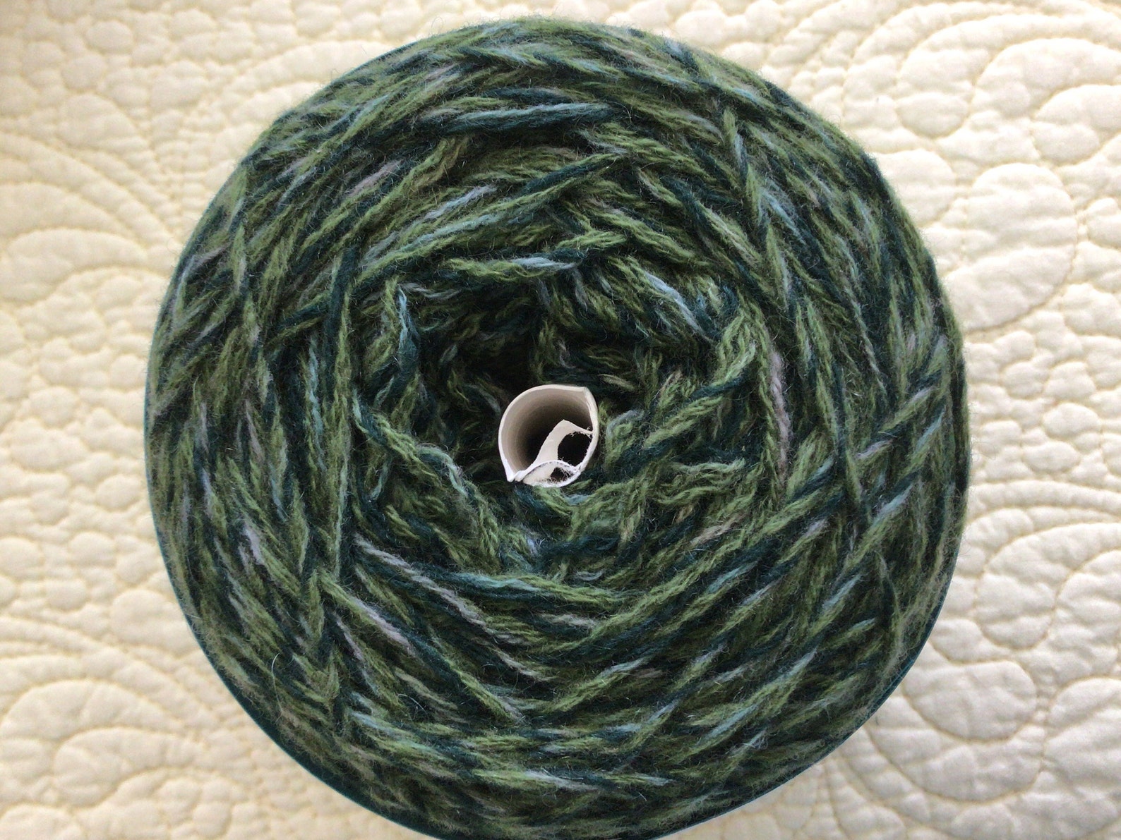 Cashmere 300 Yds 100 Cashmere Green Tweed Reclaimed Yarn Light DK