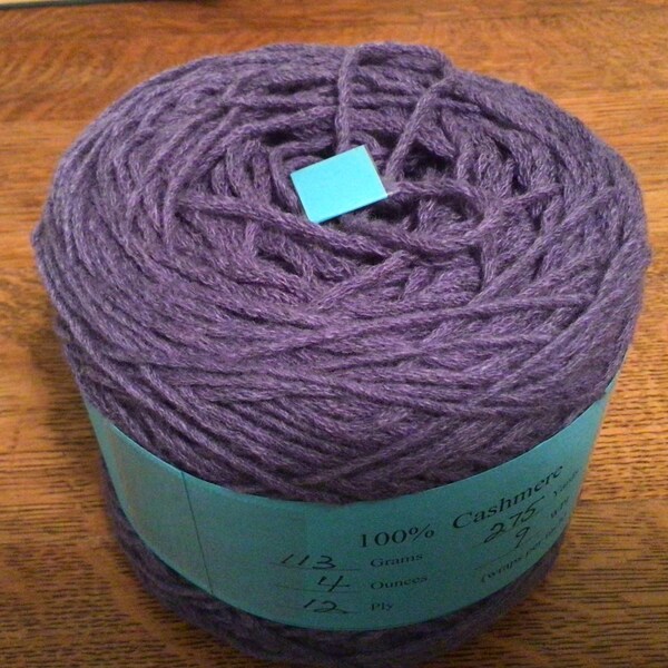 100% Cashmere Dusty Purple Medium Weight Reclaimed Yarn - 275 Yards