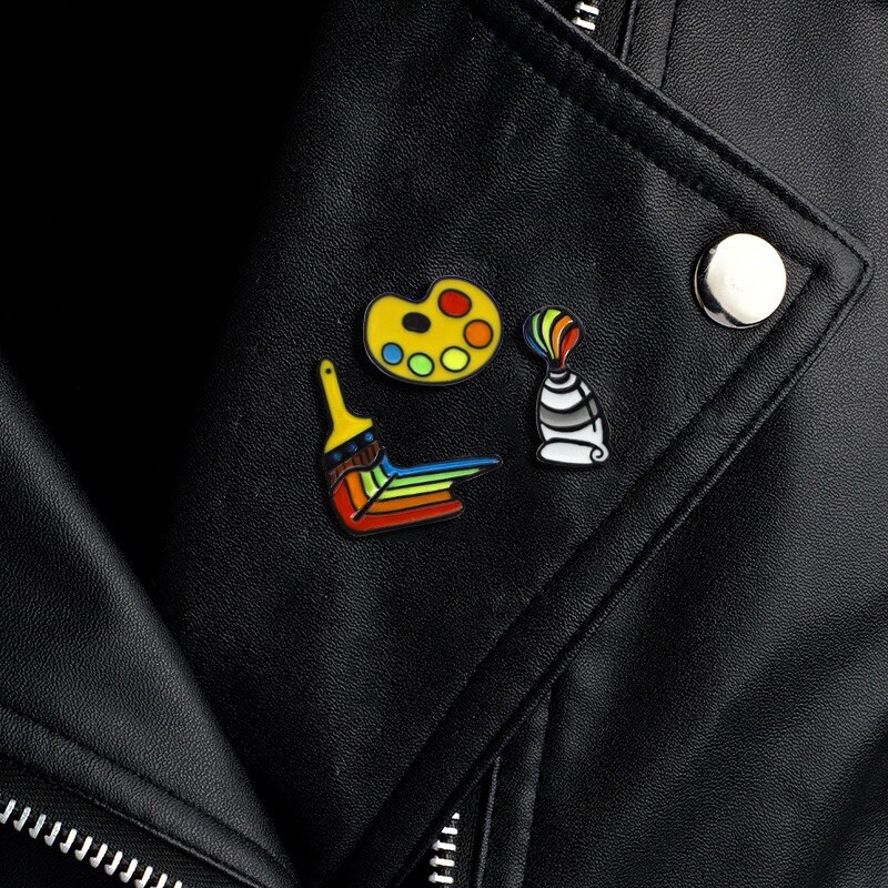 Brush Enamel Pin Painter Enamel Pin Artist Enamel Pin Paint Etsy