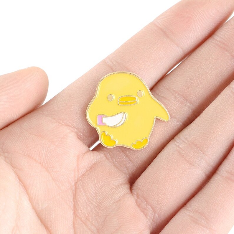 Funny Duck Pin Duck Knife Pin Chick Enamel Pin Chick Knife Etsy