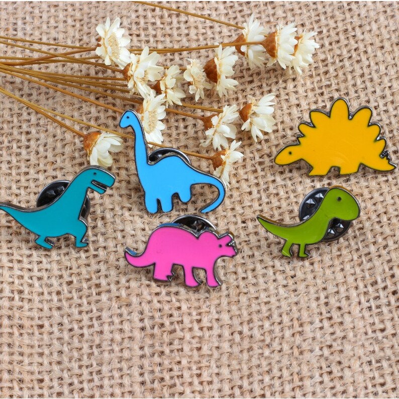 Dinosaur Enamel Pin Dinosaur Lapel Pin Dinosaur Pin Badge Etsy