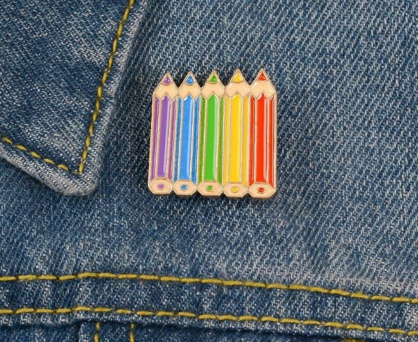 Crayon Enamel Pin Rainbow Pencil Pin Pencil Lapel Pin Etsy