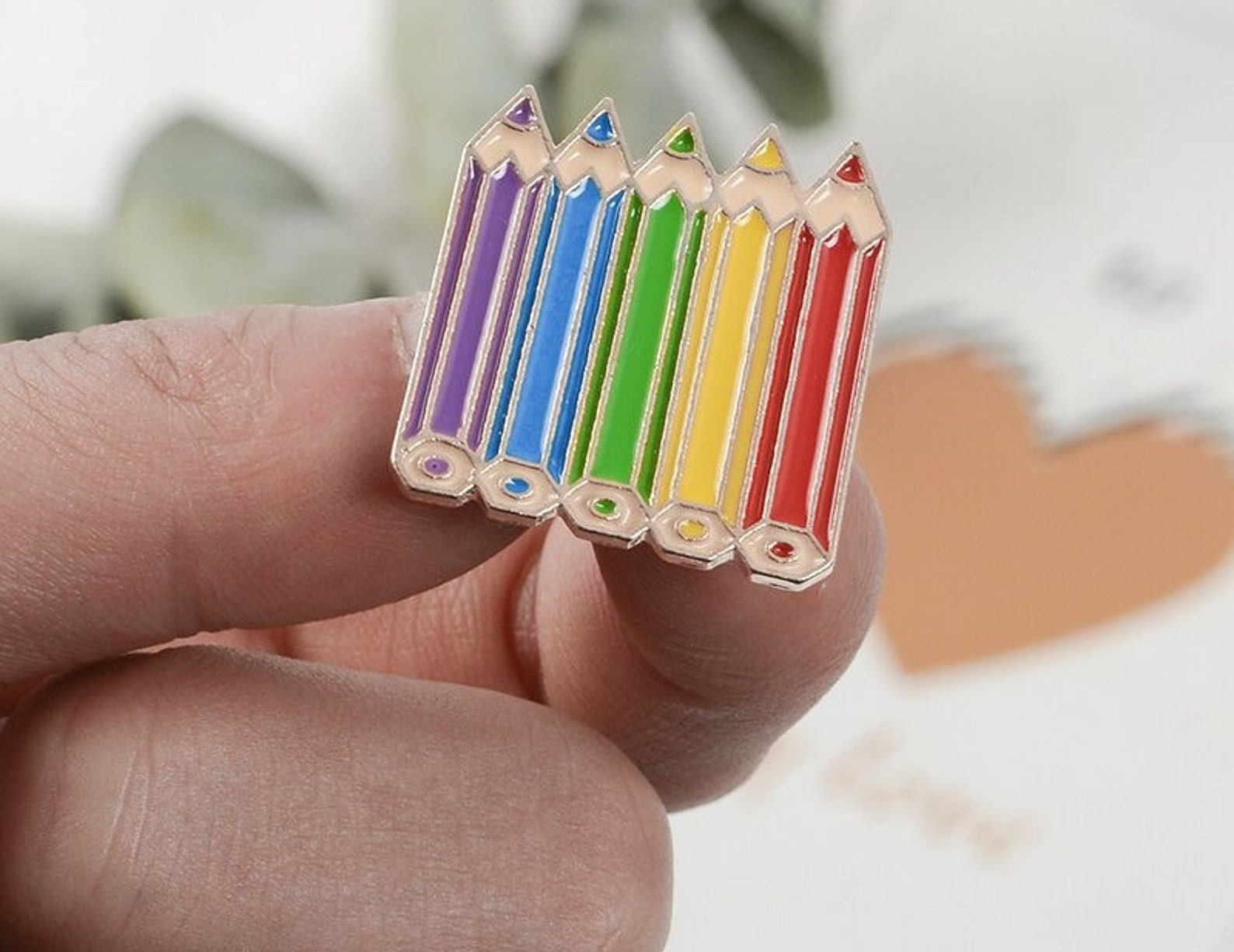 Crayon Enamel Pin Rainbow Pencil Pin Pencil Lapel Pin Etsy