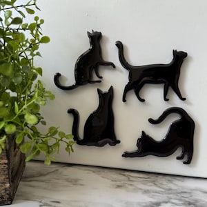 Black Cat Magnets Set | Fridge Magnets | Resin | Cat Lover Magnets | Cute | Cat | Handmade | Gifts | Stocking Stuffers | Halloween | Office