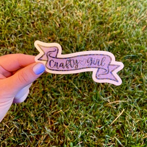 Crafty Girl Vinyl Sticker | Holographic | Purple Sticker | Cute | Crafty Sticker | Artist Sticker | Crafty Stickers
