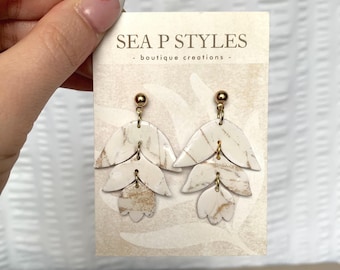 Tulip Drop Dangle Handmade Polymer Clay Dangle Earrings Lightweight Geometric Jewelry Hypoallergenic Statement Earrings Unique Gifts Her