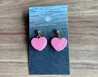 SALE Valentines Day Macaroon Heart Handmade Polymer Clay Dangle Earrings Lightweight Hypoallergenic Statement Earrings Unique Gifts Her