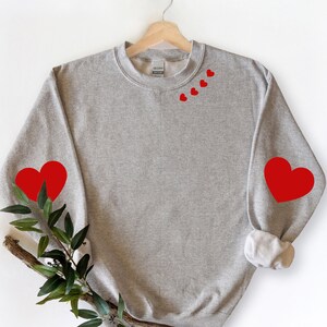 Scoop Hem Cashmere Sweater with Heart Elbow Patches - Light Grey/Lavender