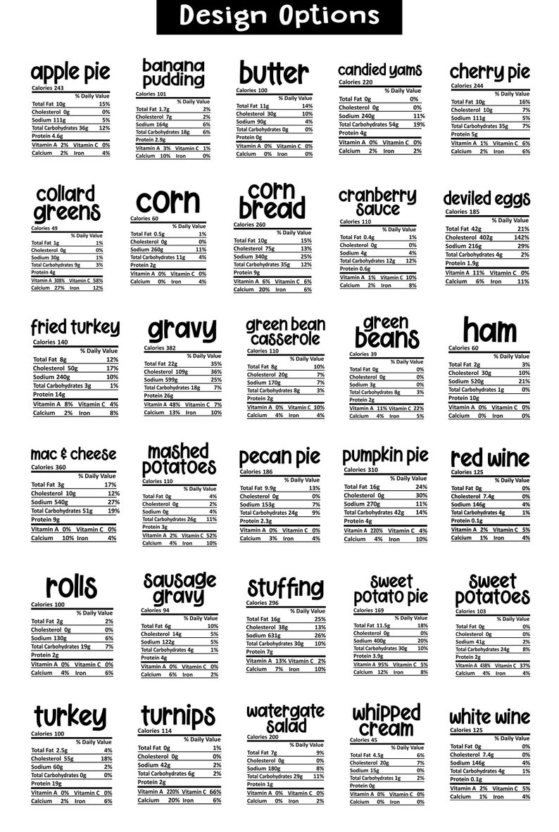 Thanksgiving Food Nutrition Facts Long Sleeve Shirt, Funny Thanksgiving