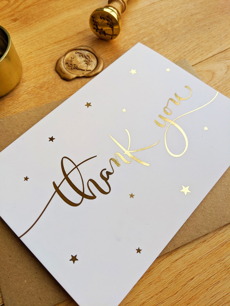 Typographic Gold Foil Thank You Card Etsy