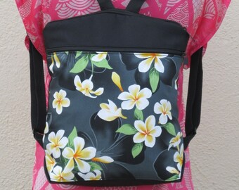 Yellow Pulmeria backpack - Aloha Cotton backpack with Yellow Pulmeria print - Handmade backpack
