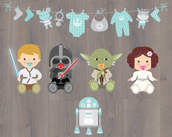 Star Wars Babies Centerpieces, Star Wars Baby Shower Decoration, Star Wars Cake Topper, INSTANT DOWNLOAD, Digital, printable