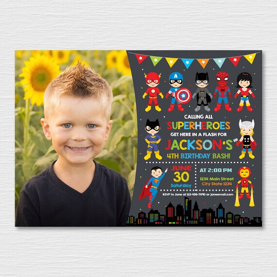 Invitation Danniversaire De Super Heros Fete Des Etsy France