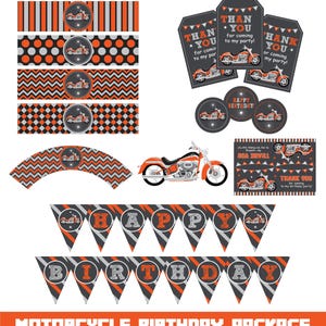 Motorcycle Birthday Decoration Party package, INSTANT DOWNLOAD