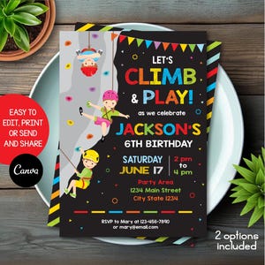 Editable Rock Climbing Invitation, Boy Rock Climbing Invitation, Boy Rock Climbing Birthday, Canva template, INSTANT DOWNLOAD