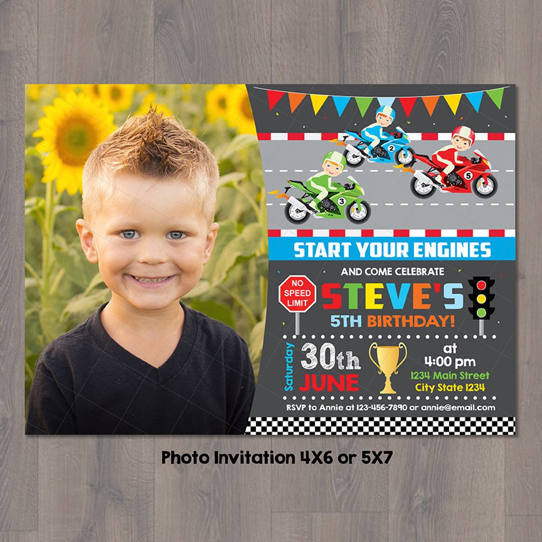 Motorcycle Racing Birthday Invitation, Motorcycle Party, Motorcycle