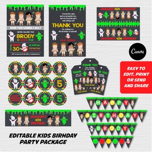Editable, Kids Birthday Printable Package, Kids Birthday Party, Canva Template, INSTANT DOWNLOAD