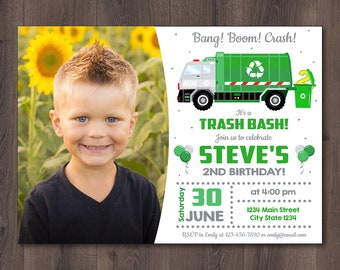 Garbage Truck Birthday Invitation, Garbage Truck Party, Garbage Truck Birthday, Digital, printable