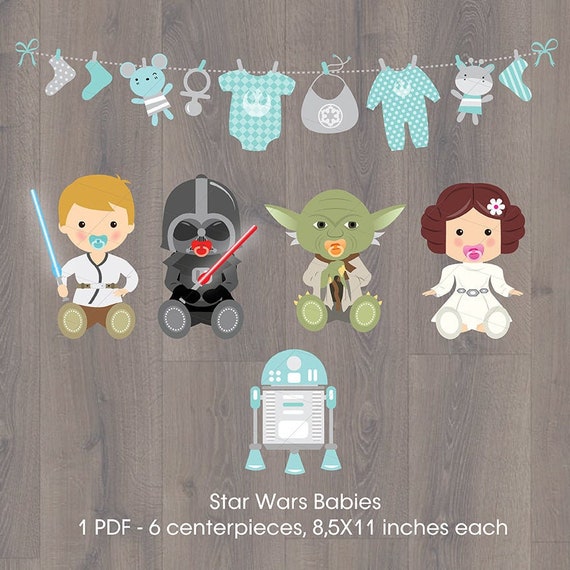 Star Wars Babies Centerpieces Star Wars Baby Shower Decoration Star Wars Cake Topper INSTANT DOWNLOAD Digital printable