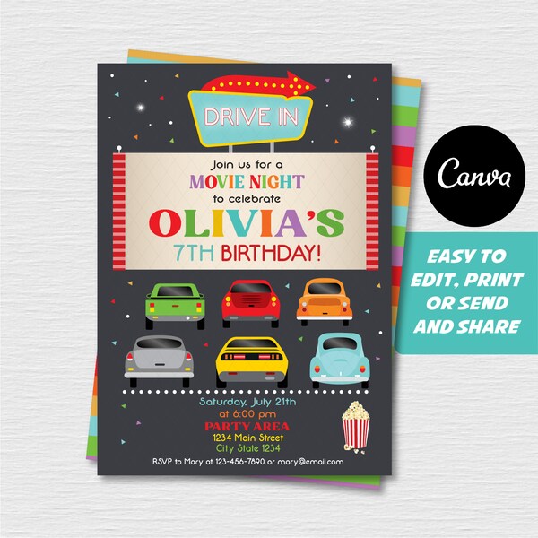 Drive in Invitation - Etsy