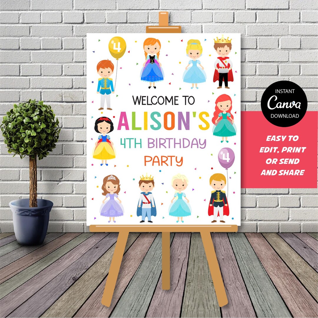 Welcome Princesses Editable Princesses and Princes Welcome Sign, Princess and Prince ...