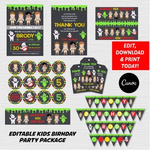 Editable, Kids Birthday Printable Package, Kids Birthday Party, Canva Template, INSTANT DOWNLOAD