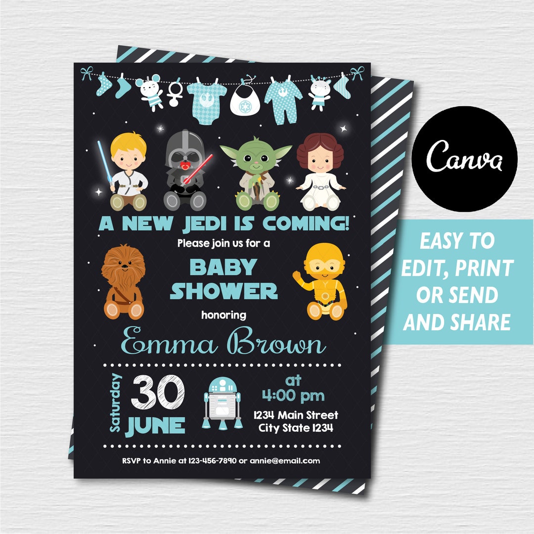 Editable, Star Wars Baby Shower Invitation, Star Wars Invitation, Baby Editable, Star Wars Baby Shower Invitation, Star Wars Invitation, Baby