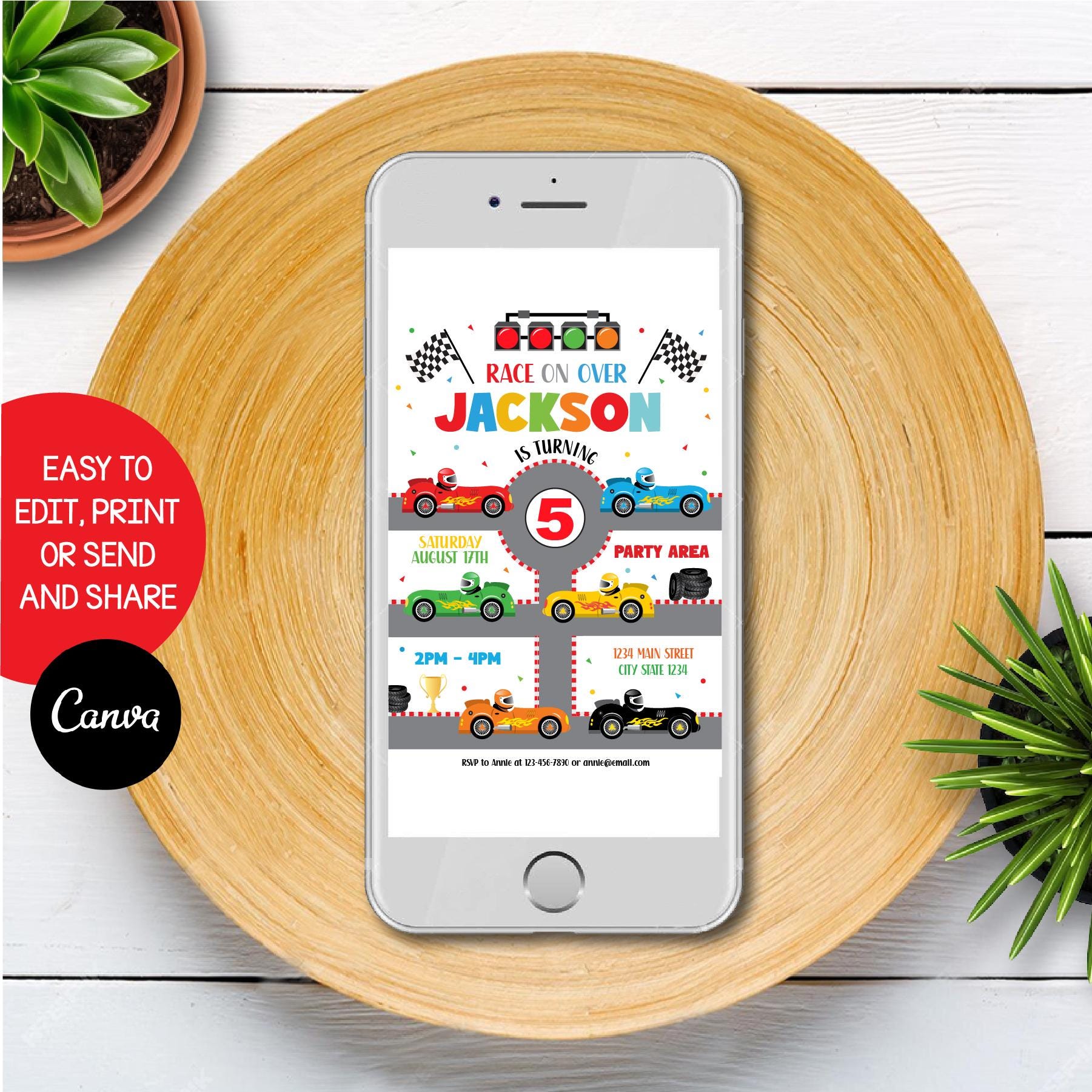 Editable Race Car Birthday Invitation, Race Car Party, Racing Cars ...