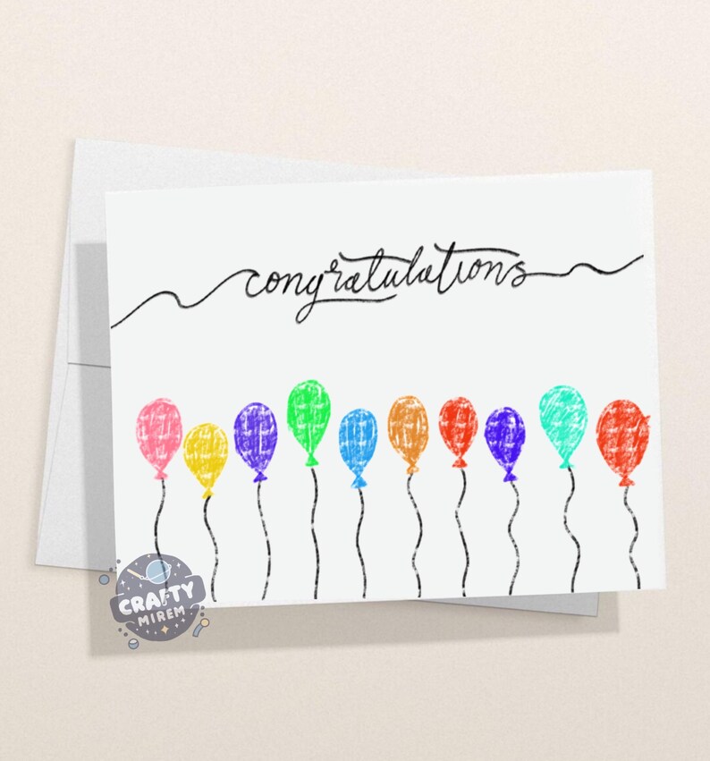 Congratulations Crayon Drawn Printable Digital Card Download *colorful ...