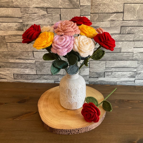 Crochet Rose Bouquet | Roses for Home Decor | Eternal Flower Bouquet