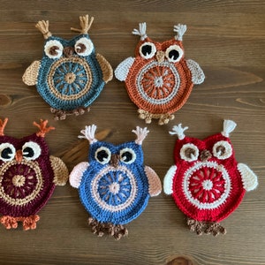 Crochet Owl Coaster | Owl Applique Patch (set of 2)