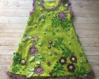 Handmade Irish lace dress with lining (5-6 years old)