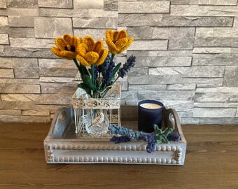 Crochet Tulip & Lavender Flower Bouquet | Flower Bouquet for Home Decor | Eternal Flower Bouquet