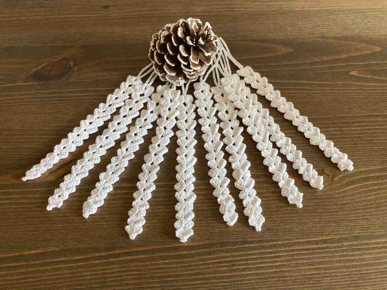Handmade Crochet Icicle Christmas Tree Decorations set of 6 Etsy