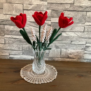 Crochet Tulip & Lavender Flower Bouquet | Flower Bouquet for Home Decor | Eternal Flower Bouquet