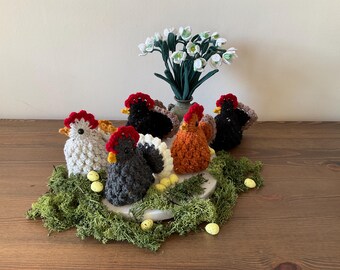Copertura per uovo di Pasqua all'uncinetto fatta a mano / Decorazione a forma di gallina