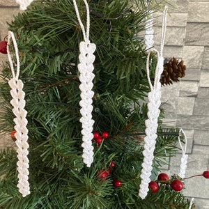 Handmade Crochet Icicle Christmas Tree Decorations (Set of 6)
